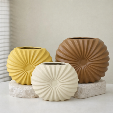 طقم فازات ديكور سيراميك شمسي مميز – 3 قطع