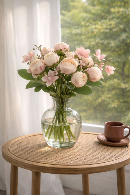 ضمة ورد صناعي ( البيوني) - زهري