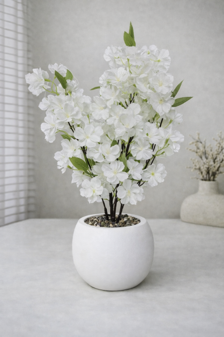 زهور الكرز -  قوار أبيض