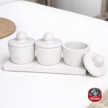 طقم سكريات حجري - 3 علب مع قاعدة