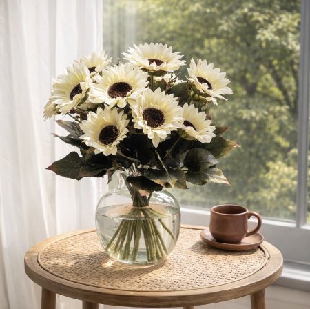 ضمة ورد صناعي (دوار الشمس) - بيج