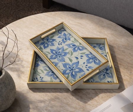 طقم صواني زهرة الفلورا - قطعتين