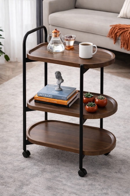 عربة ضيافة متحركة بثلاث طبقات