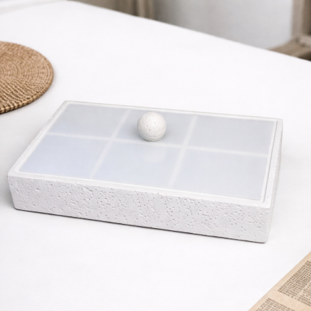 مضيفة حجرية مقطعه مع غطا مستطيل