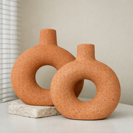 فازة ديكور سيراميك ( دونات ) - كرميدي