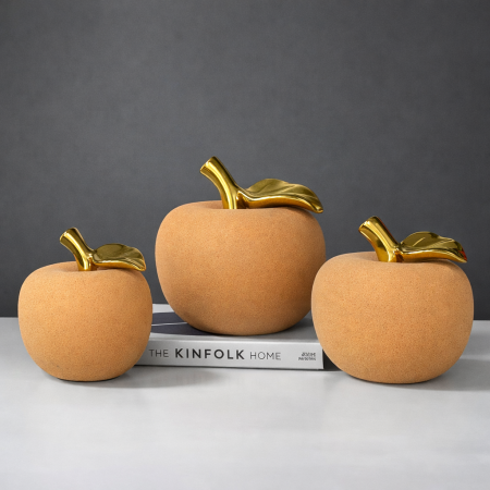 طقم تفاحة سيراميك 3 قطع - ذهبي