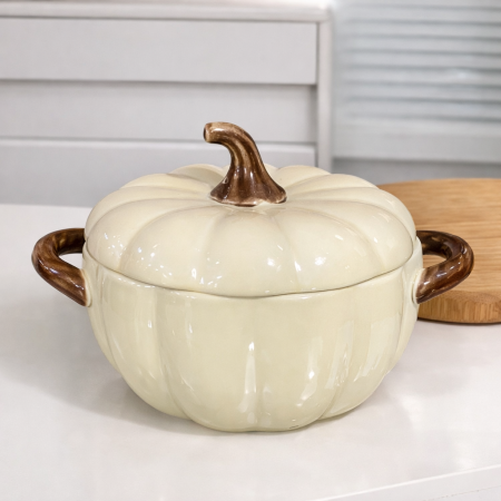 طنجرة بورسلان وسط  – شكل يقطينة اوف وايت