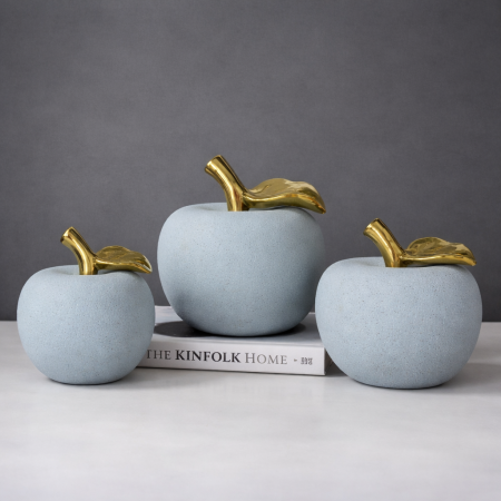 طقم تفاحة سيراميك 3 قطع - أزرق فاتح