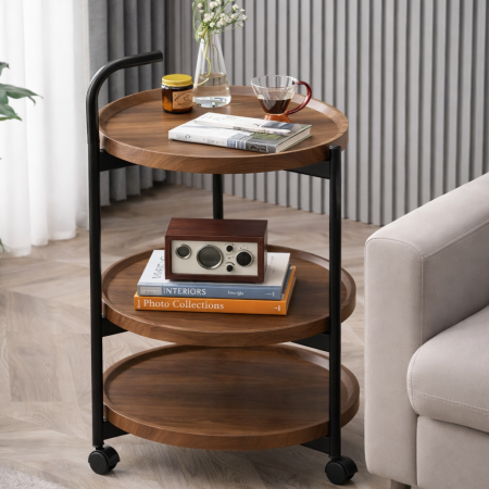 طاولة ضيافة متحركة بثلاث طبقات - دائرية