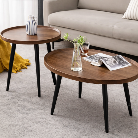 طقم طاولة وسط بيضاوي + دائري