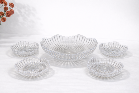 طقم جاط مع 6 صحون – زجاج شفاف