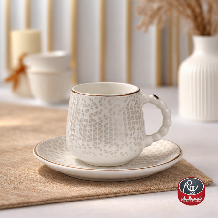 طقم فناجين بورسلان أبيض - إيد ببلز/12