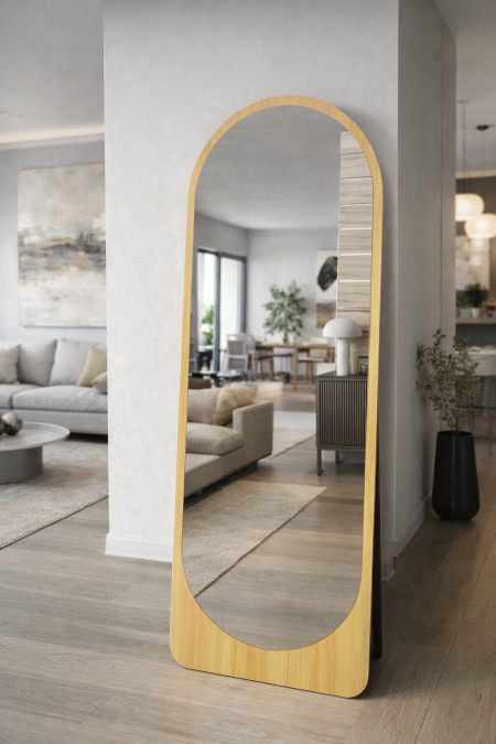 مرآه طويلة مع ستاند - إطار خشبي