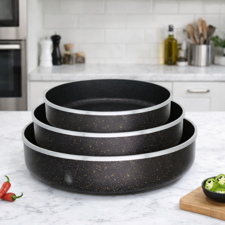 طقم صواني جرانيت أسود/3