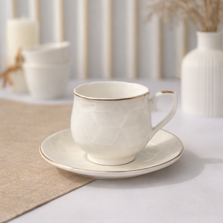 طقم فناجين بورسلان أبيض /12