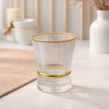 طقم كاسات حز ذهبي/12