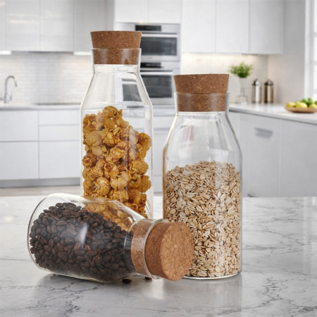 قنية او مرتبان زجاج مع غطا خشب