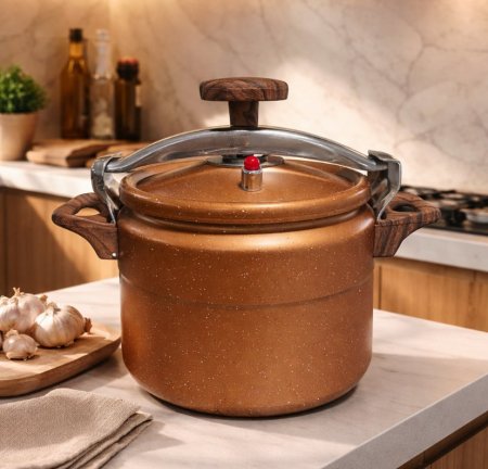 طنجرة ضغط جرانيت- يد خشبي