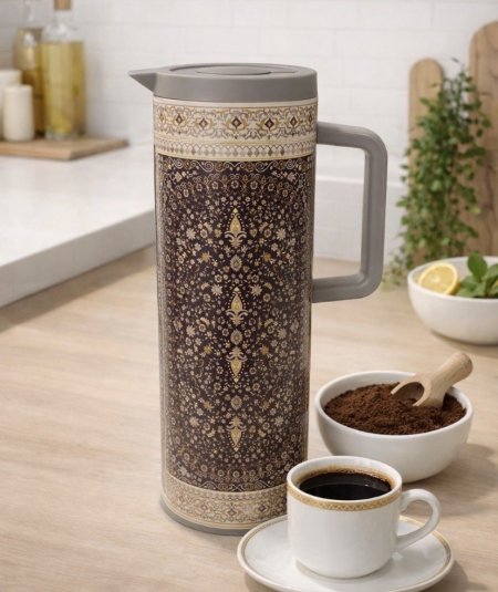 ثيرموس قهوة / تراثي - رمادي