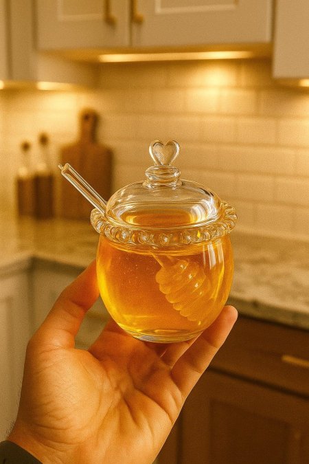 مرتبان تقديم عسل مع معلقة