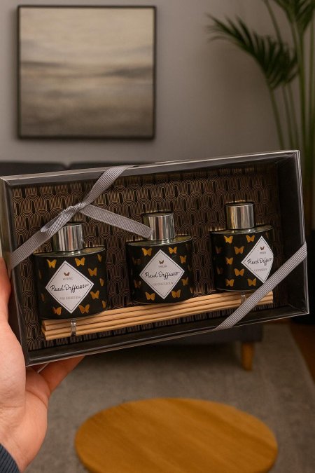طقم معطر جو بالعيدان 3 قطع تصميم هدية