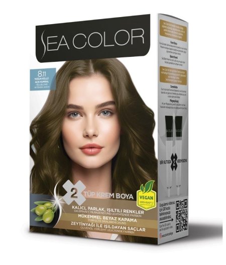 صبغة شعر Sea color - اشقر زيتوني فاتح 8.11