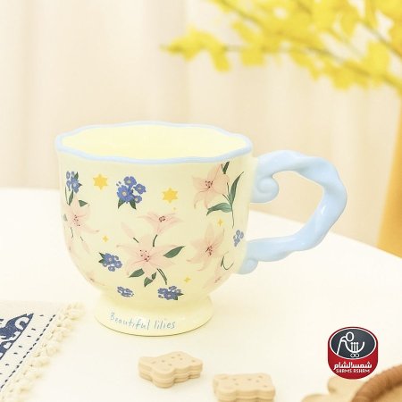 نقشة زهور وردية وزرقاء مع نجوم (beautiful lilies