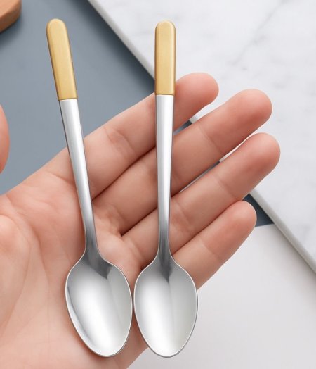 طقم معالق ستانلس مقبض علوي ذهبي