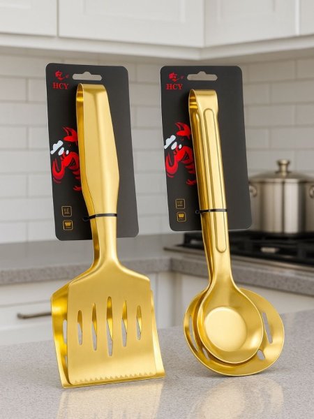 ملقط أكل ستاتلس ستيل ذهبي