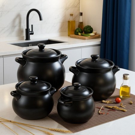 طنجرة فخار أسود فاخرة