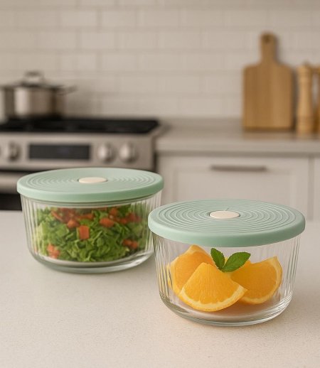 بايركس دائري قطعتين مع غطاء