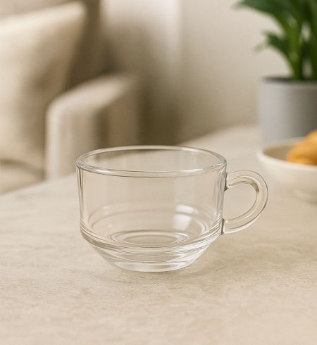 طقم فناجين قهوة شفاف سادة