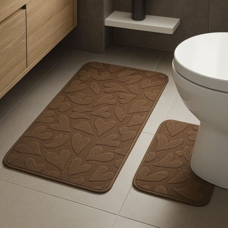 طقم دعسة حمام قطعتين نقشة قلوب