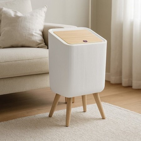 سلة نفايات اجر خشب مربع