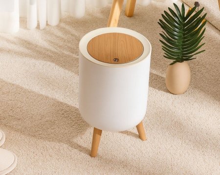 سلة نفايات اجرين خشب دائري