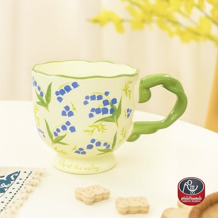 نقشة زهور زرقاء وخضراء (lily of the valley