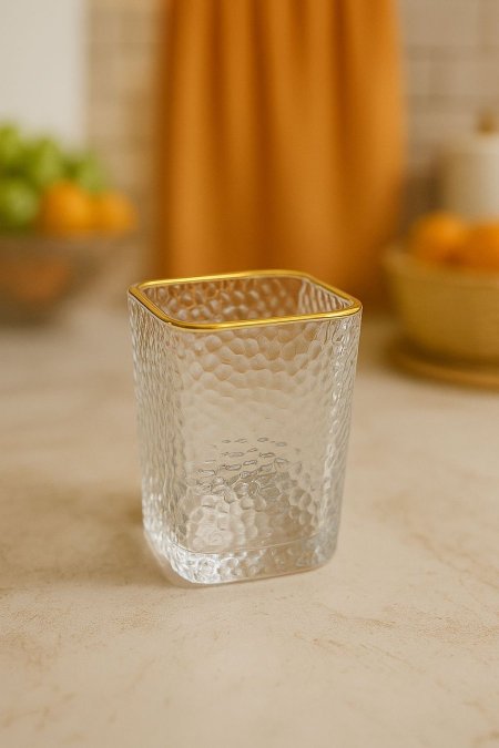 طقم كاسات عصير مثلج حز ذهبي