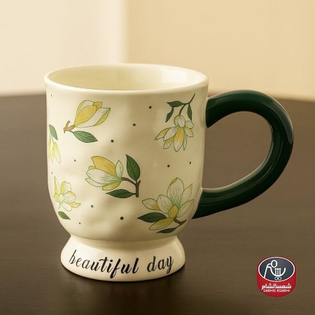 سكري بنقوش ورود صفراء وخضراء