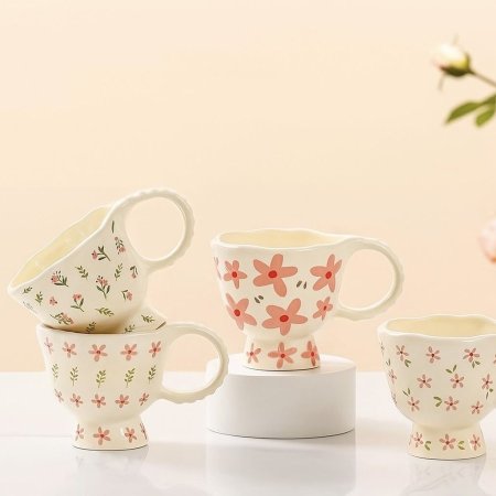 مج هاند ميد مع قاعدة نقشة وردية