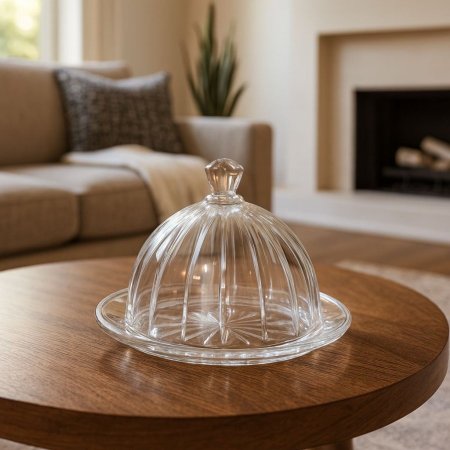 مضيفة شفاف مع غطاء