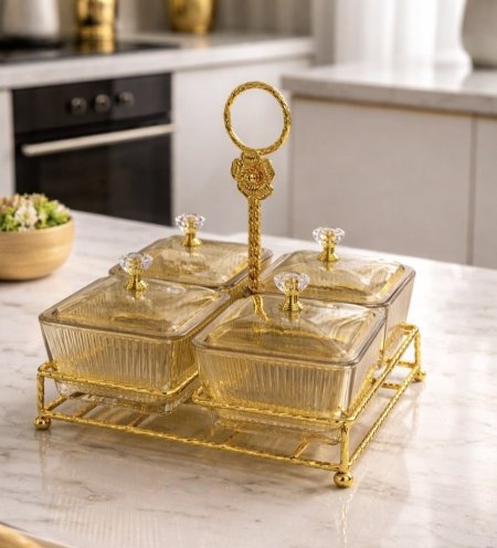 طقم مضيفة مع ستاند 4 قطع