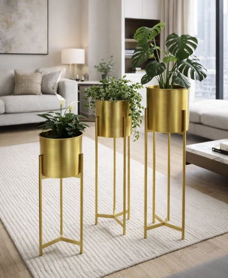 طقم قواوير ذهبي معدن