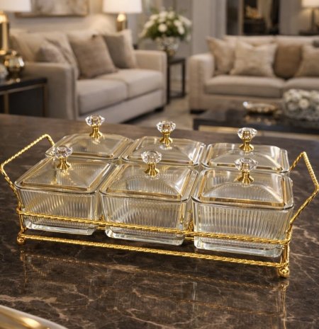 طقم مضيفة مع ستاند 6 قطع