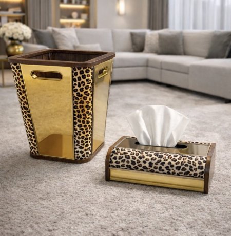 طقم سلة + بكيت محارم تايجر ذهبي