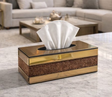 علبة محارم ذهبية