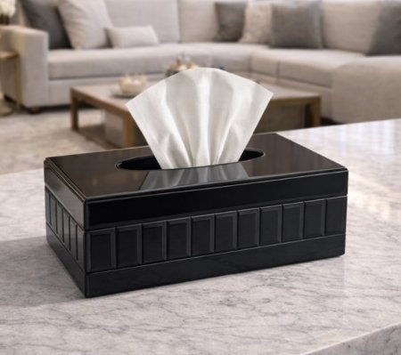 علبة محارم خطوط عريضة - اسود