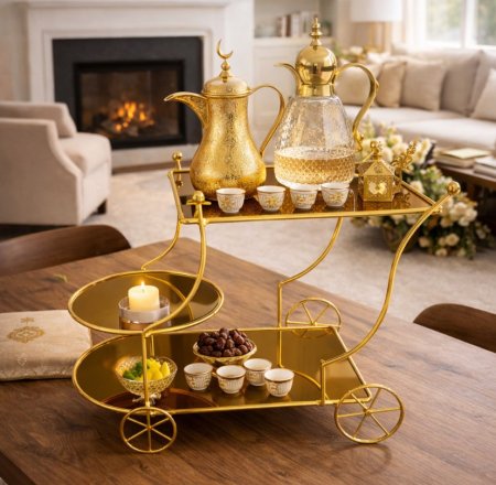 ستاند تقديم ضيافة ذهبي