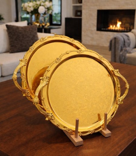 طقم صواني تقديم دائري فاخر – ذهبي
